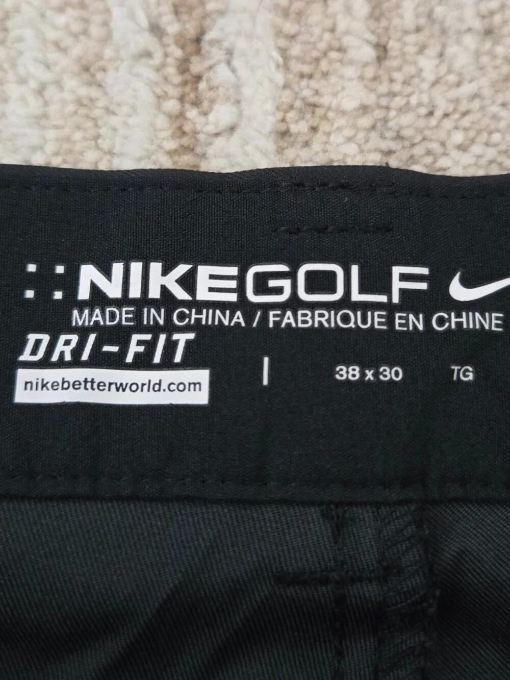 Nike Golf Dri Fit Performance Pants Mens Black Athleisure Stretch 38W 30L